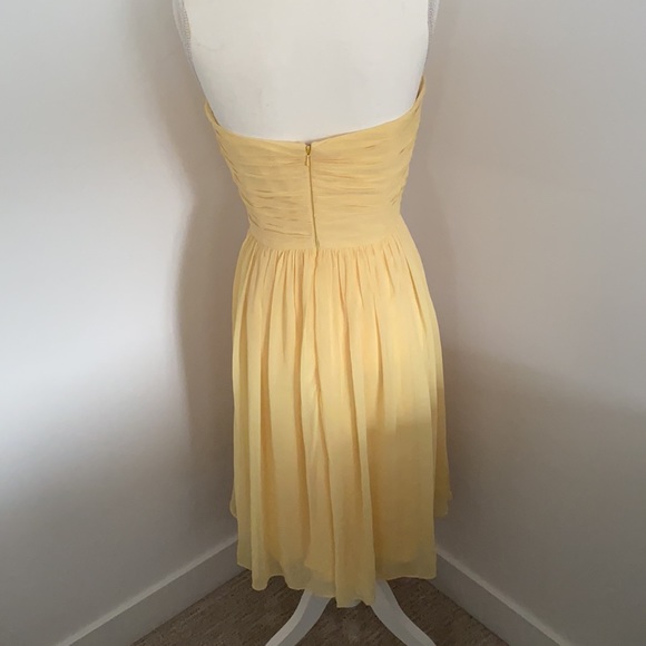 Chiffon sweetheart yellow midi bridsmaids dress - Picture 2 of 3
